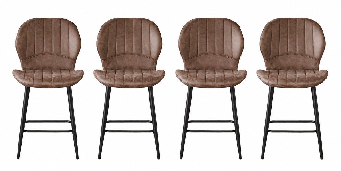 Outdoor Living Jaydn Distressed Leather Comfort Bar Stools