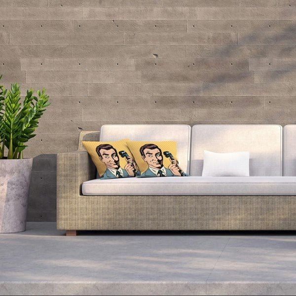 Benjamin Tate Design Male Businessman Talking On The Phone Style Pop Art Retro (Outdoor Cushion)