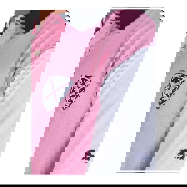 Raging Bull Mens NO.3 Jersey Cut and Sew Panel Polo Shirt - Pink/White/Navy - 