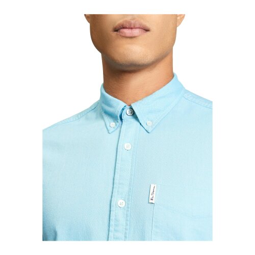 Ben Sherman Mens Signature Oxford Short-Sleeved Shirt - Blue