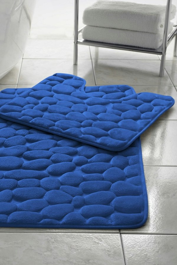 HomeSpace Direct Memory Foam Pebbles Bath Mat Set 2 Piece