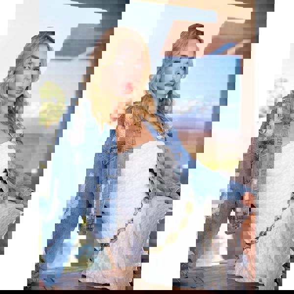 Pink Vanilla Distressed Cropped Denim Jacket