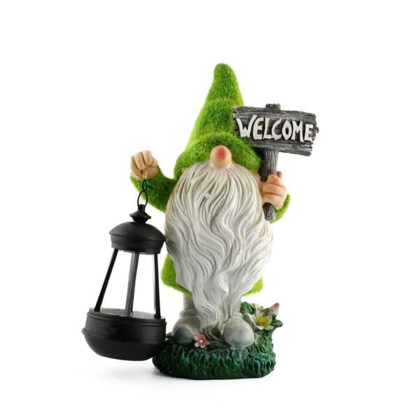 Gardenwize Solar Garden Ornament – Gonk with LED Lantern & Welcome Sign