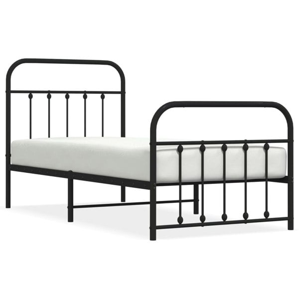 Berkfield Metal Bed Frame with Headboard and Footboard Black 90x200 cm
