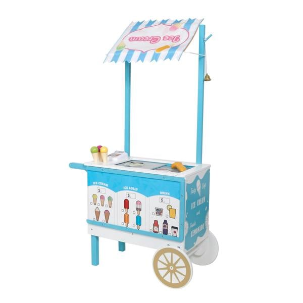 HYGRAD BUILT TO SURVIVE Kids Wooden Food Cart Ice Cream Shop Toy Childrens 3+ Burger Cart Pretend Play Toy With Accessories Large Gift Play Set