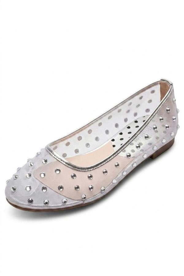 Saoirse Sheer Embellished Ballet Flats - Silver_wb
