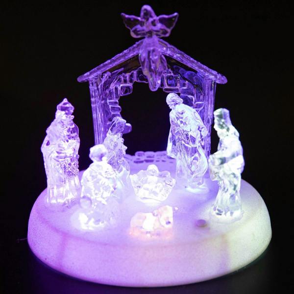 20cm Christmas Pre-Lit LED Musical Nativity Scene Acrylic Sculpture Battery Operated Light Up Xmas Tabletop Home Decorations image 9