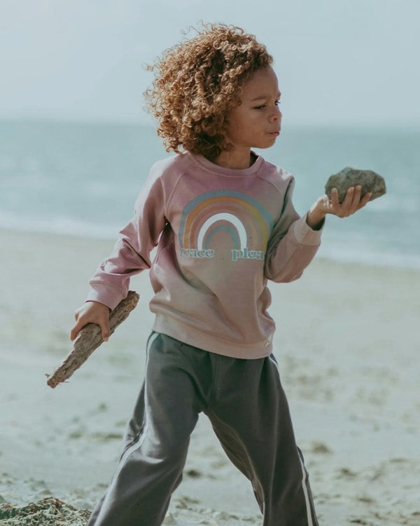 organic cotton Pink Peace Please Slogan Print Sweatshirt - image 3