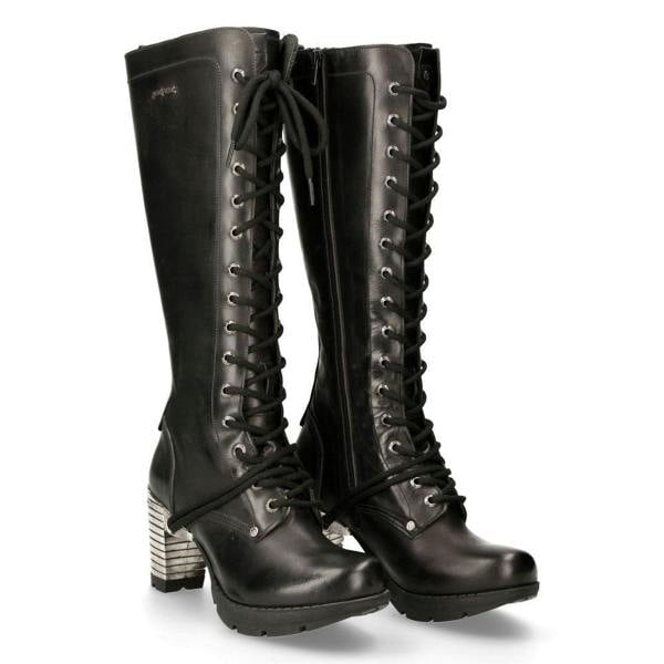 New Rock M-TR005-S1 Ladies Knee High Black Gothic High-Heeled Boots