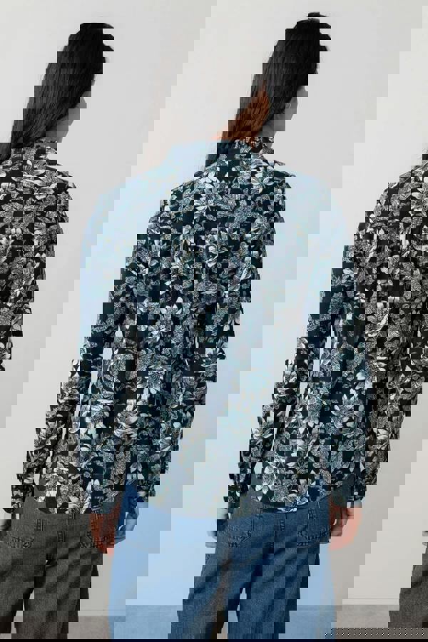 Lily & Me Rachel Cotton Pincord Frill Blouse Navy