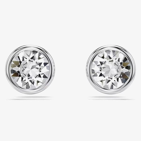 Swarovski Imber Rhodium Plated White Round Stud Earrings 5696073