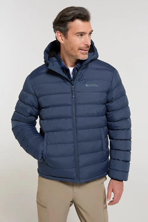 Mountain Warehouse Mens Seasons Faux Fur Lined Padded Jacket - Navy