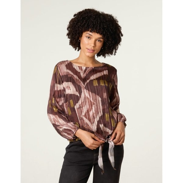 Blue Vanilla Tie Knot Metallic Chiffon Blouse