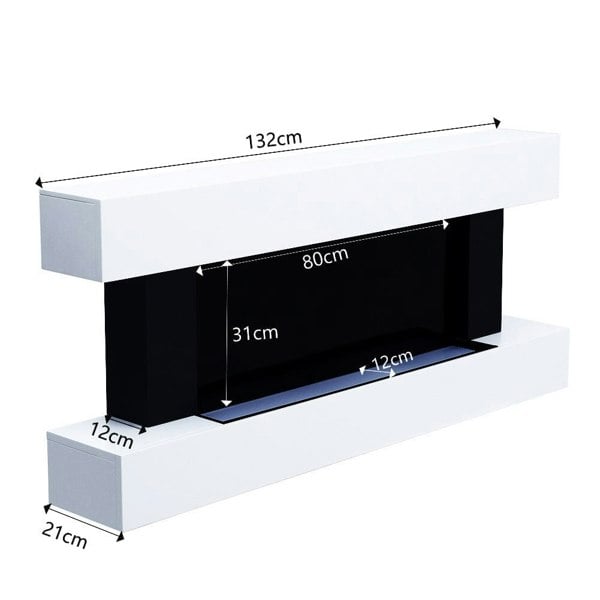 52 Inch Electric Fireplace Set 2kW Wall Mounted Heater Remote Control Fireplace Suites Living and Home