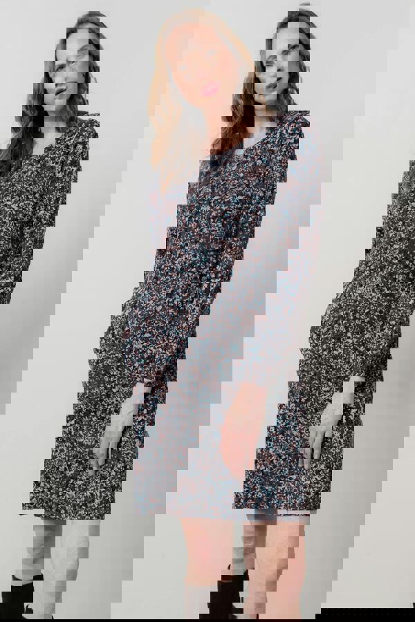 Lily & Me Spruce Floral Print Swing Dress Chocolate