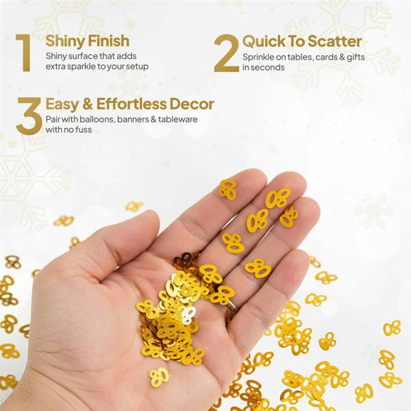 80th Birthday Gold Foil Confetti Family Pack for Table Decor and Celebration Displays image 8