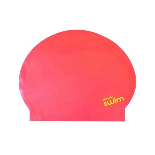 Red Simply Swim solid colours latex swim cap for adults