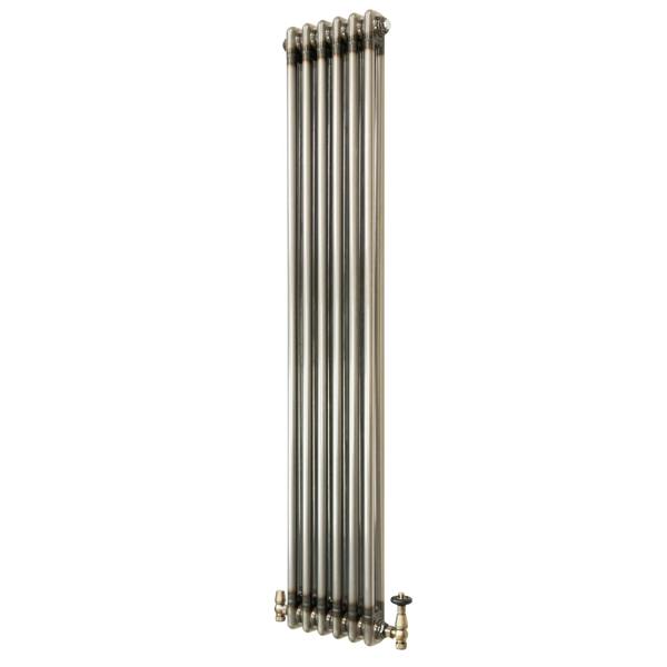 Traditional 2 Column Radiator & Valves – 1500mm x 290mm - Raw Metal