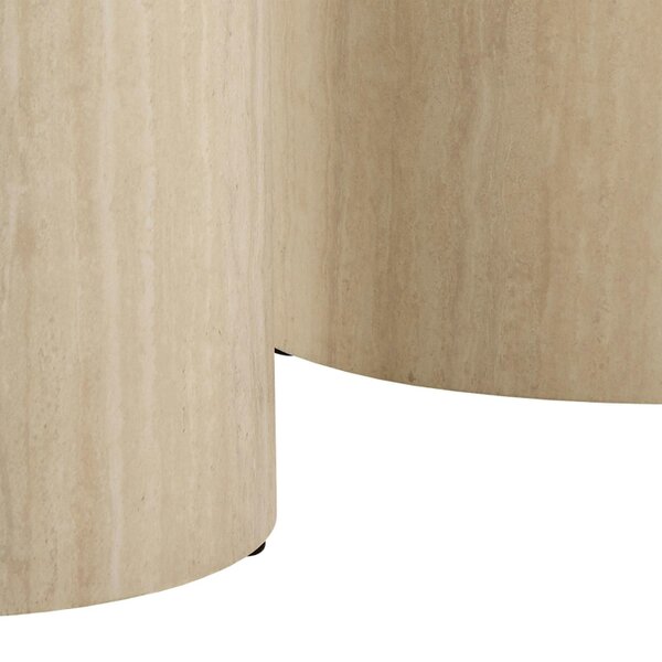 Wyld Haus Set of 2 Lille Beige Marble Effect Round Pedestal Side Tables