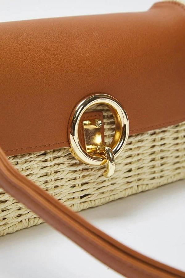 WOVCOR Straw Contrast Women's Small Shoulder Bag