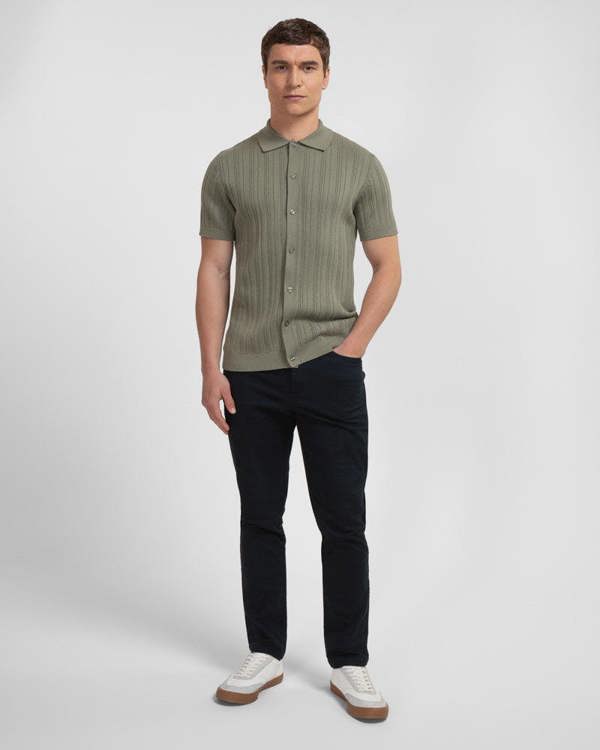 Steel & Jelly Kilburn - Stripe Textured Knitted Short Sleeve Shirt