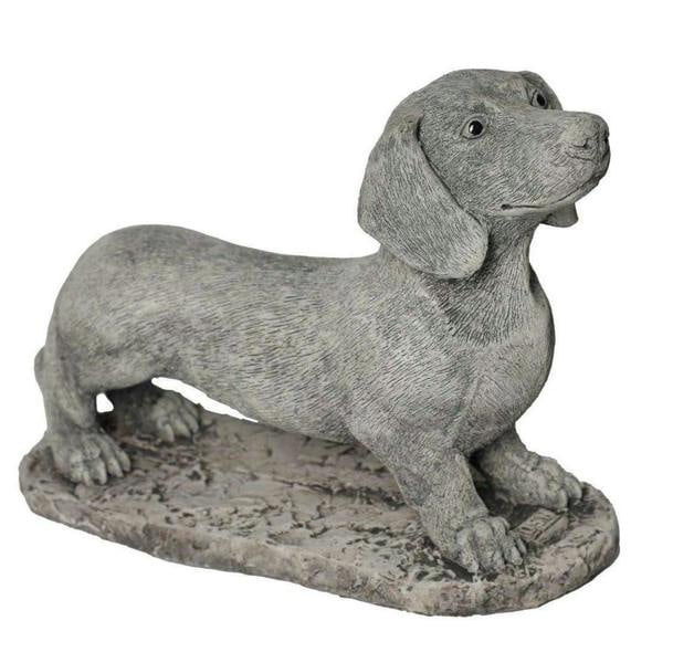 Adorable Stone Cast Dachshund Statue