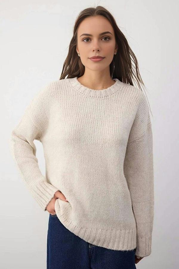 WOVCOR Soft-Textured Oversize Basic Knit Sweater