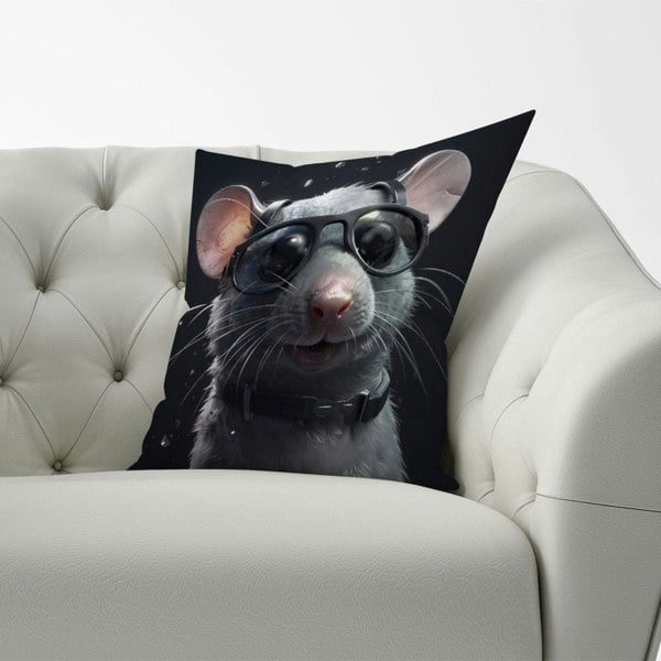 Warren Reed Splashart Rat In Glasses Cushions