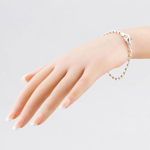 T. H. Baker Argentium Silver 7.7 Inch Fancy Ball Chain Bracelet ARG-943024-7.7