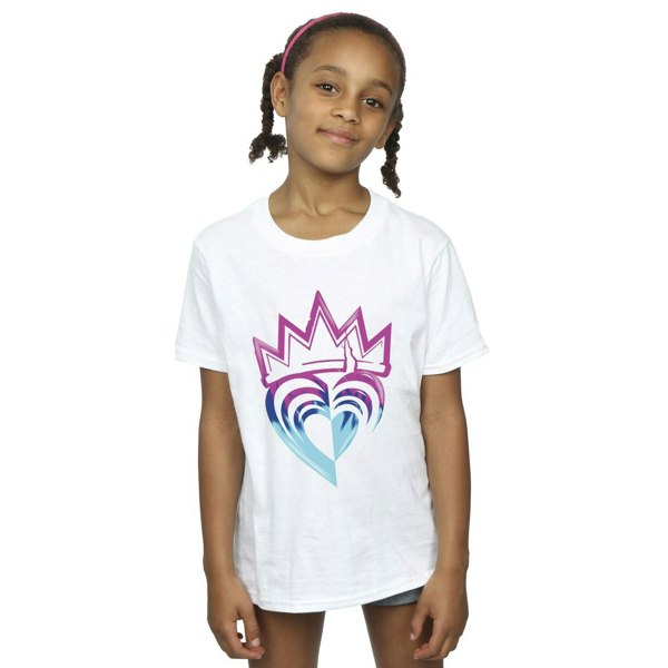 Disney Girls Descendants Pink Crown Cotton T-Shirt - White