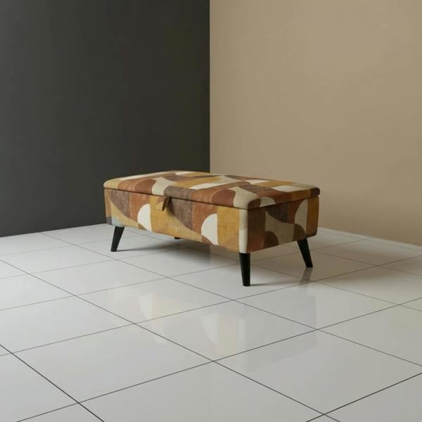 ISTOOLS Boho Chic Long Ottoman – Multi-Toned Storage Bench & Blanket Box