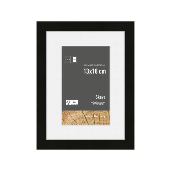 nielsen Skava Black Wooden Picture Frame with White Mount