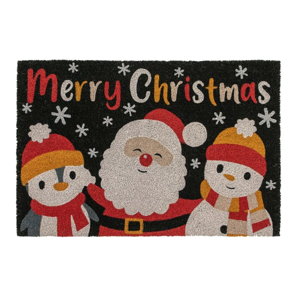 JVL Festive Latex Backed Coir Entrance Doormat, 60x90cm, Merry Christmas
