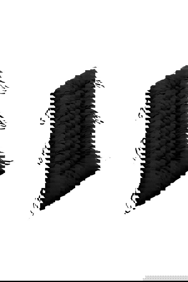 Living and Home 40x110cm Black Garden Beach Cushion Sun Lounger Cushion with Straps for Recliners, Beach & Office Chairs