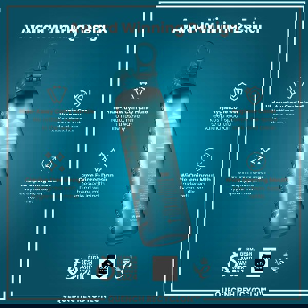 ION8 Leak Proof 1 Litre Water Bottle with Times to Drink, Recyclon, Teal & Blue, 1L