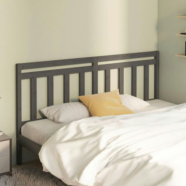 Berkfield Bed Headboard Grey 186x4x100 cm Solid Wood Pine