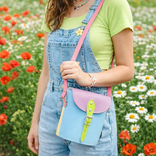 Zatchels Handmade Leather Barrel Bag - Pastel Kaleidoscope