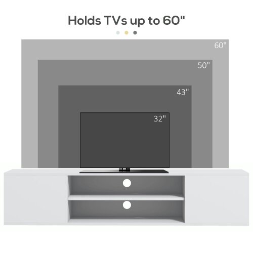 Wyld Haus Lumipa 140cm High Gloss White Floating TV Stand With Open Shelves And Doors For Screens Up To 60 Inches