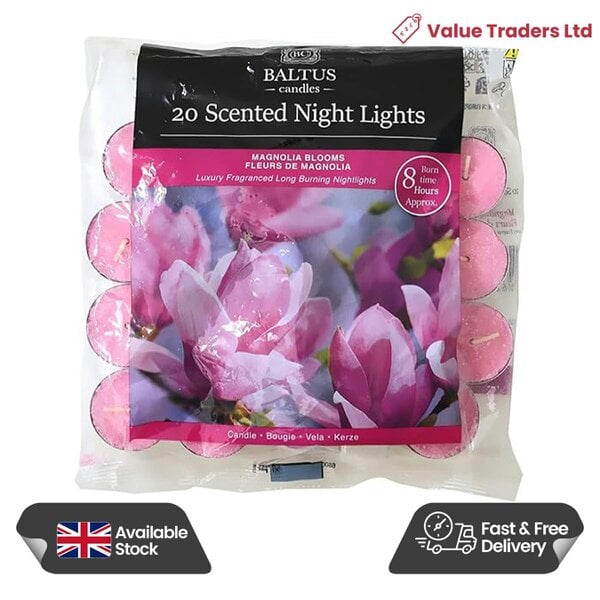Baltus Magnolia Blooms Scented Tealight Candles, Pack of 20, Up to 8 Hour Burn Time