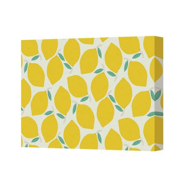 Benjamin Tate Design Yellow Lemon Pattern Canvas Wall Art Print For Kitchen Decor