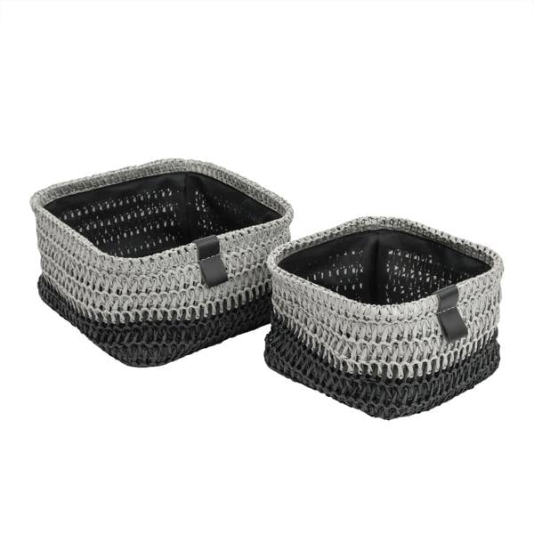 JVL Kenzi Square Fabric Storage Baskets for Home Organisation, Set of 2
