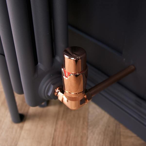 Flode Corner Thermostatic Radiator Valve Pack | 15mm x 1/2" | Copper