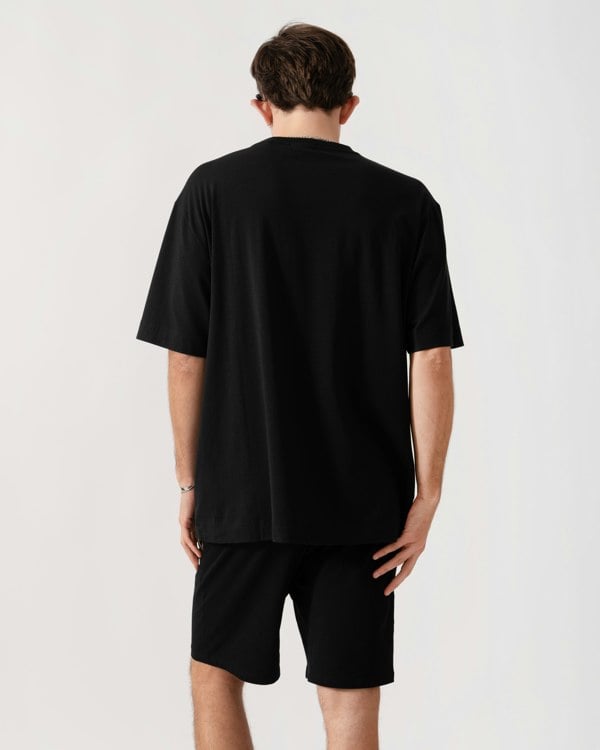 HUGO Ray Mens Logo Graphic Pyjama T-Shirt - Black 001 back