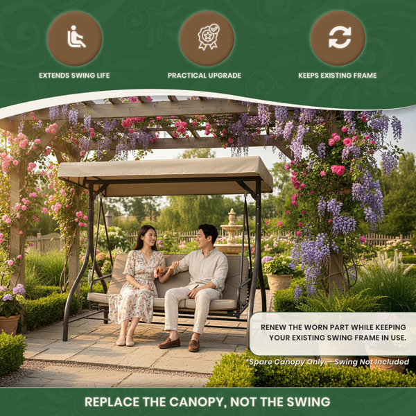Spare Roof Canopy for 3 Seater Swing Seat Hammock Bed (Swing Seat Not Included)