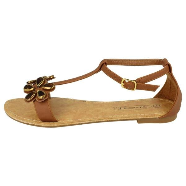 Spot On Ladies Spot On T-Bar Ankle Strap Summer Sandals