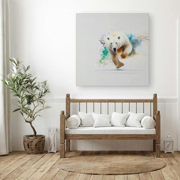 Warren Reed Charging Polar Bear Canvas