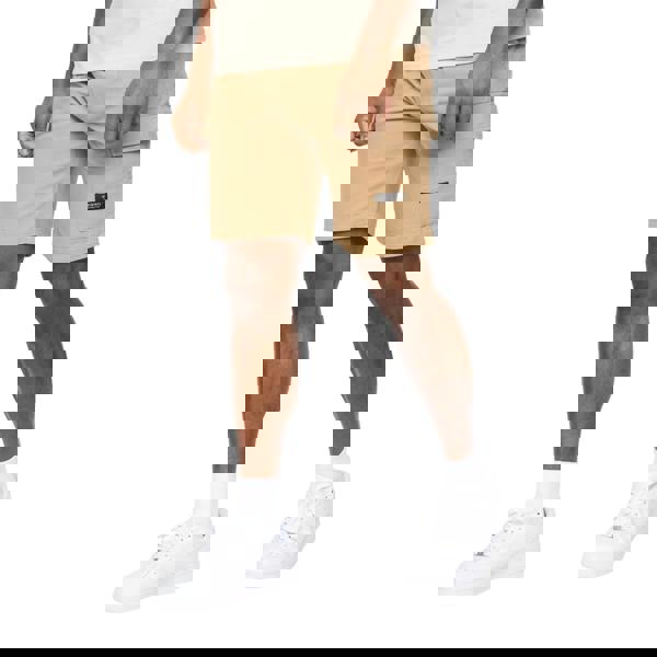 Crosshatch Mens Utilate Elasticated Waist Cargo Shorts - Stone - 