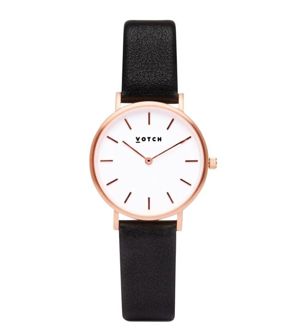 Votch Rose Gold & Black Watch | Petite