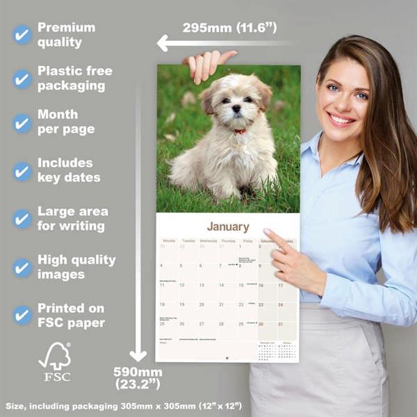 Lhasa Apso Calendar 2027, Wall Calendars, Month To View, Dogs, Gift
