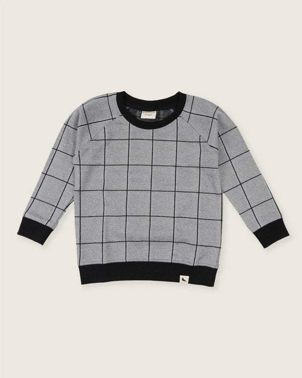 organic cooton Grey Window Pane Check Print Sweatshirt - image 2